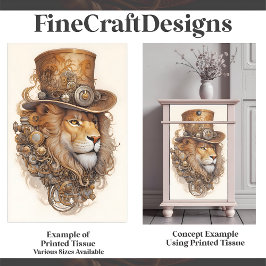 Papel De Seda Moda de bronce Steampunk Lion E1R Decoupage
