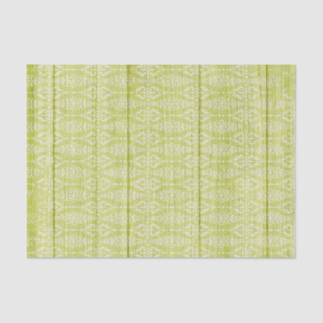 Papel De Seda Moda de cabaña Shabby de Damasco Verde de Madera R (Anverso)