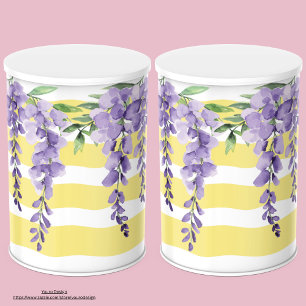 Papel De Seda Moda de rayas botánicas amarillas y púrpura