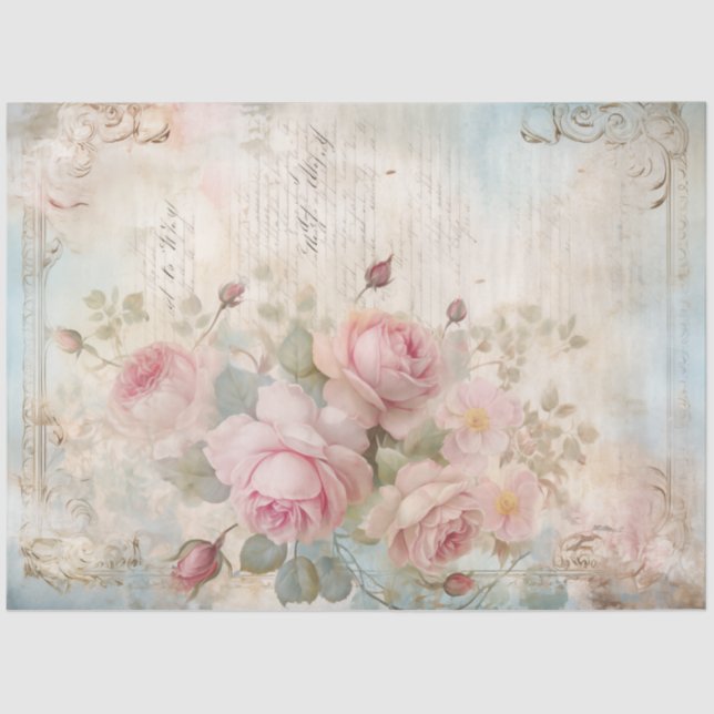 Papel De Seda Moda de rosas de la época de la ephemera victorian (Anverso)