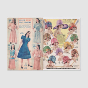 Papel De Seda Moda de sombreros y vestidos de mujer vintage