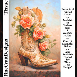 Papel De Seda Moda de Vaquera Occidental Botas Rosas DF9RF Decou