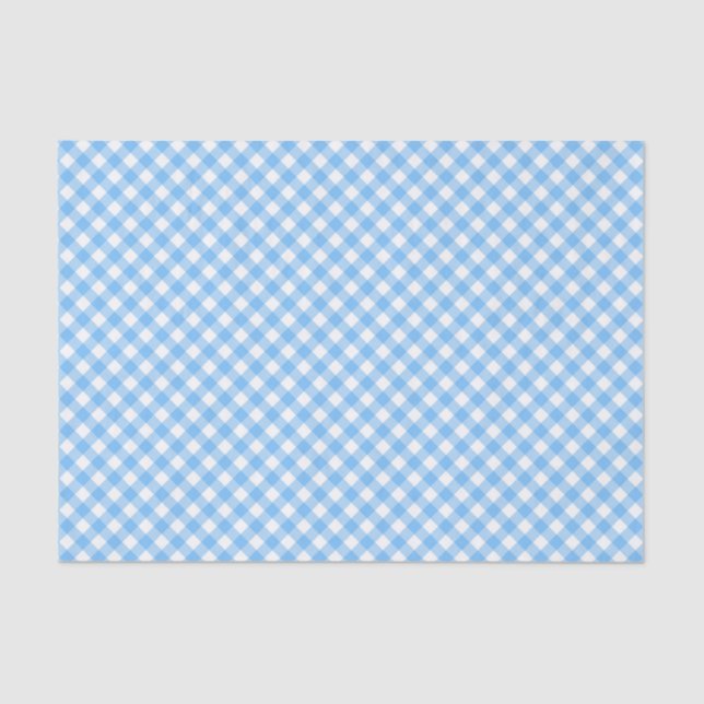 Papel De Seda Moda del país Pastel Baby Blue Gingham (Anverso)