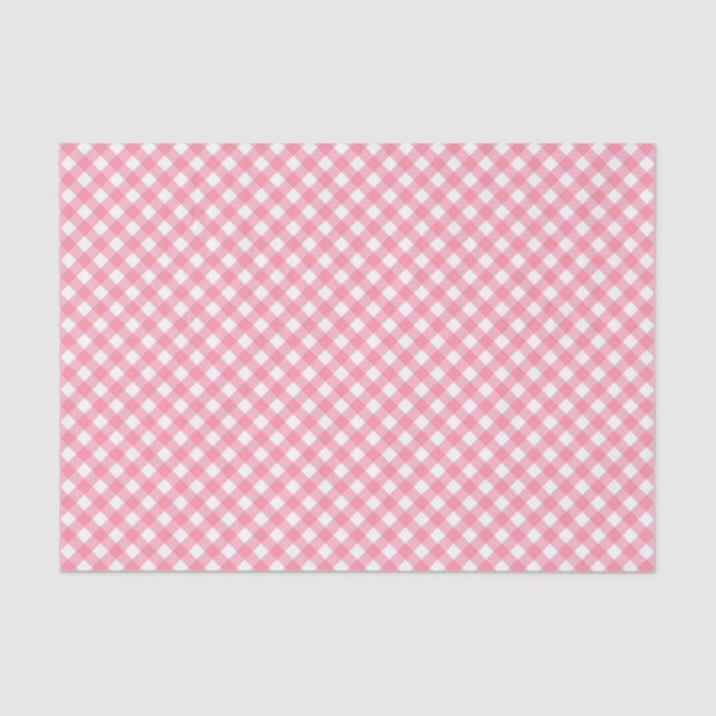 Papel De Seda Moda del país Pastel Baby Pink Gingham (Anverso)