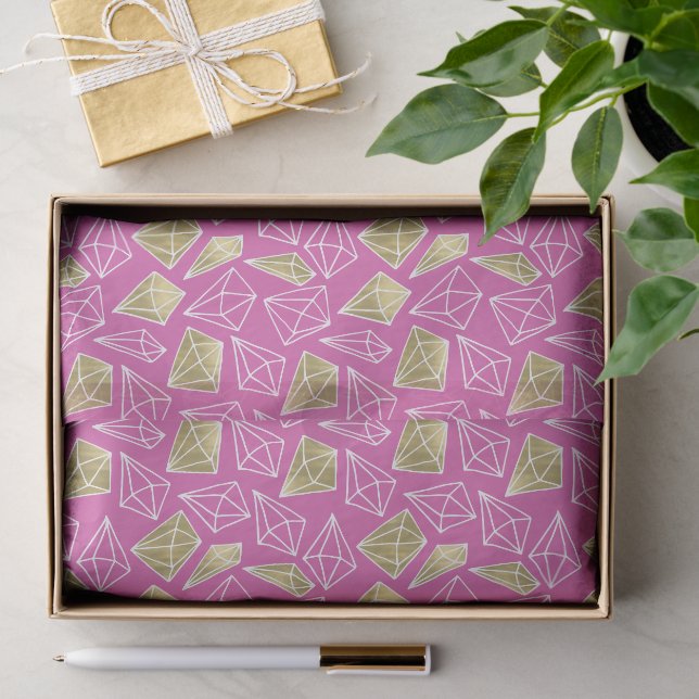 Papel De Seda Moda Diamantes de Oro Rosa Cumpleaños (Regalo )