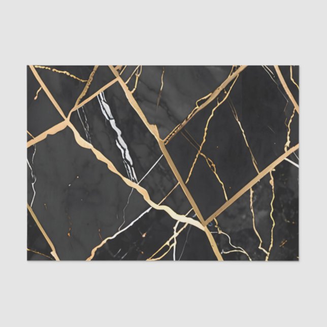 Papel De Seda Moda Elegante amarillo dorado Faux Marble (Anverso)