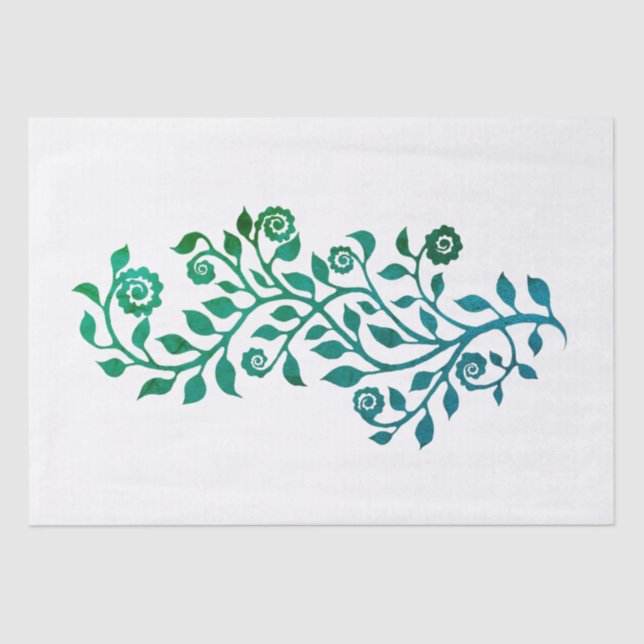 Papel De Seda Moda elegante arábica floral floral verde (Anverso)