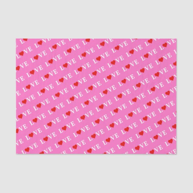 Papel De Seda Moda elegante del corazón del amor rosado (Anverso)