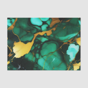 Papel De Seda Moda Elegante verde oscuro dorado Faux Marble