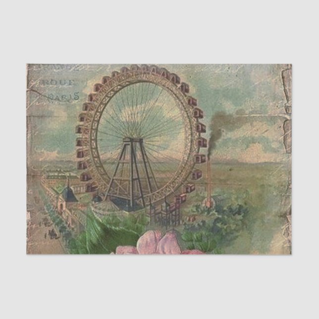 Papel De Seda Moda francesa, París, rústico, collage, victoriano (Anverso)