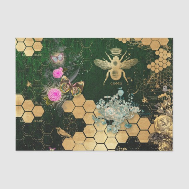 Papel De Seda Moda francesa, victoriana, abeja, floral, Relieve  (Anverso)