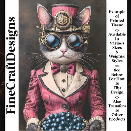 Papel De Seda Moda Gato De Steampunk Femenino En Decoupage Pink 