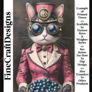 Papel De Seda Moda Gato De Steampunk Femenino En Decoupage Pink 