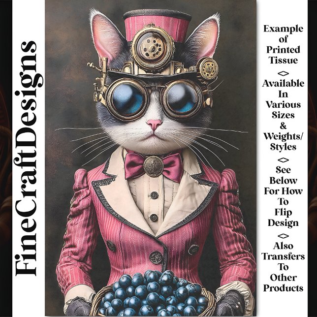 Papel De Seda Moda Gato De Steampunk Femenino En Decoupage Pink  (Subido por el creador)