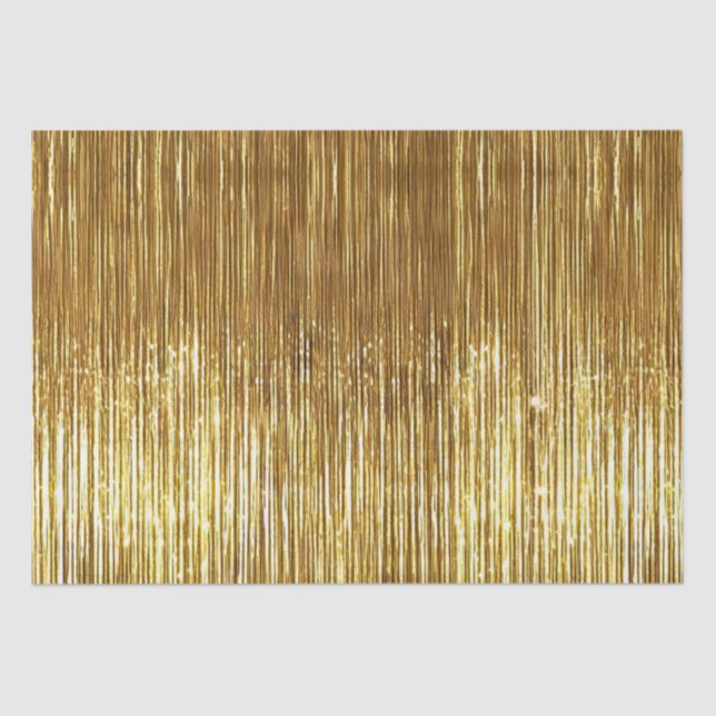 Papel De Seda Moda Gold Glam Tinsel Stripes Navidades (Anverso)