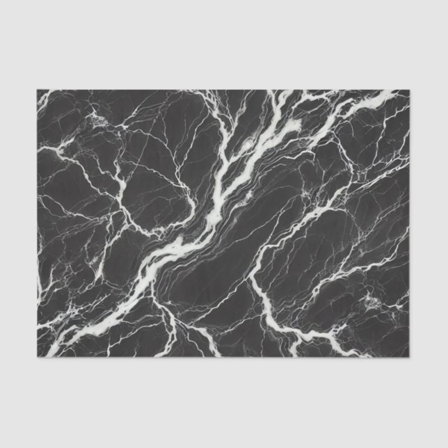 Papel De Seda Moda Marble blanco y negro glamour (Anverso)