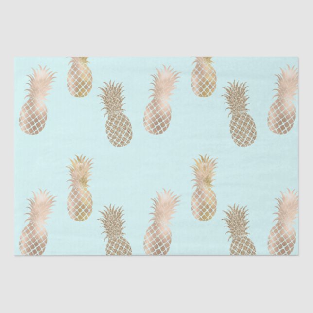 Papel De Seda Moda Mint Gold Glam Pineapples (Anverso)