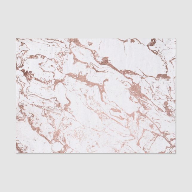 Papel De Seda moda moderna de mármol blanco rosa dorado (Anverso)