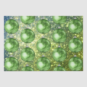 Papel De Seda Moda Navidades verdes Purpurinas de bolas