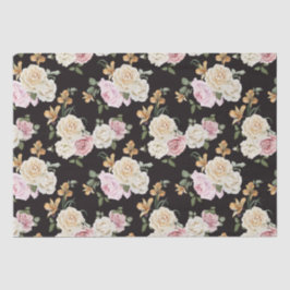 Papel De Seda Moda negra con buquetas florales