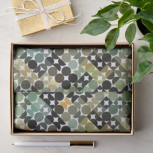 Papel De Seda Moda Olive Green Taupe Beige Circles Art Pattern