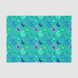 Papel De Seda Moda paisley moderna, turquesa, azul y Aqua