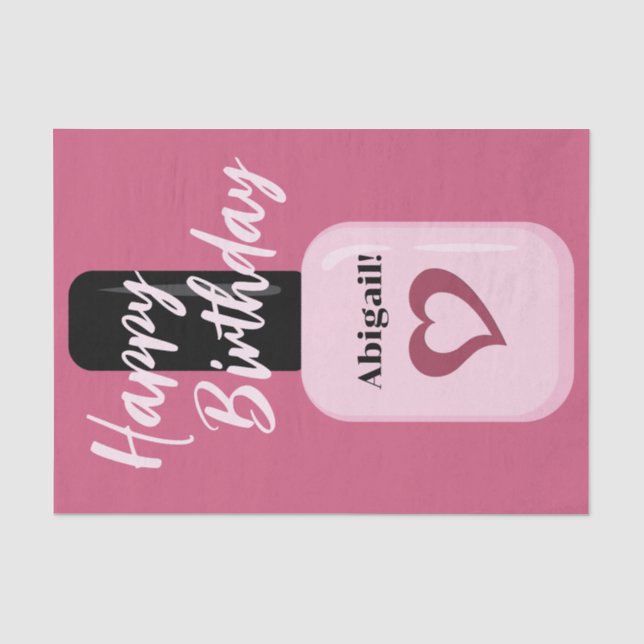 Papel De Seda Moda personalizada Nail Pink moderno cumpleaños po (Anverso)
