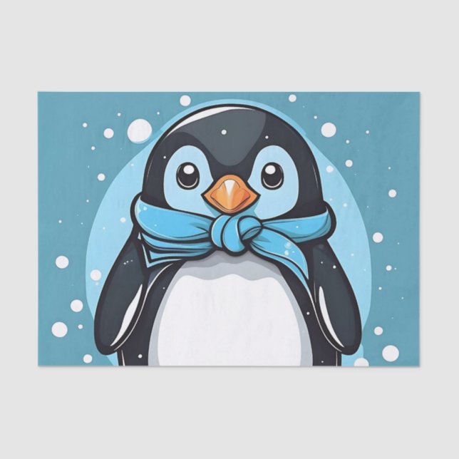 Papel De Seda Moda Pingüino Icy Blue (Anverso)