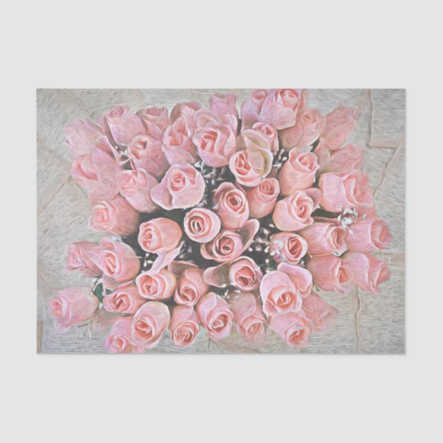 Papel De Seda Moda Pintado de Rosas Rosa Rosadas (Anverso)