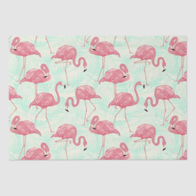 Papel De Seda Moda Preppy Patrón Elegante Flamingo Rosa (Anverso)
