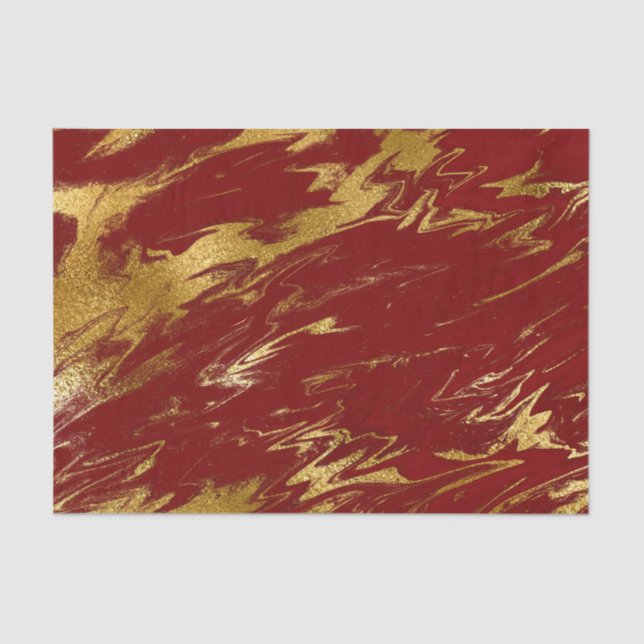 Papel De Seda Moda Red Gold Faux Marble (Anverso)