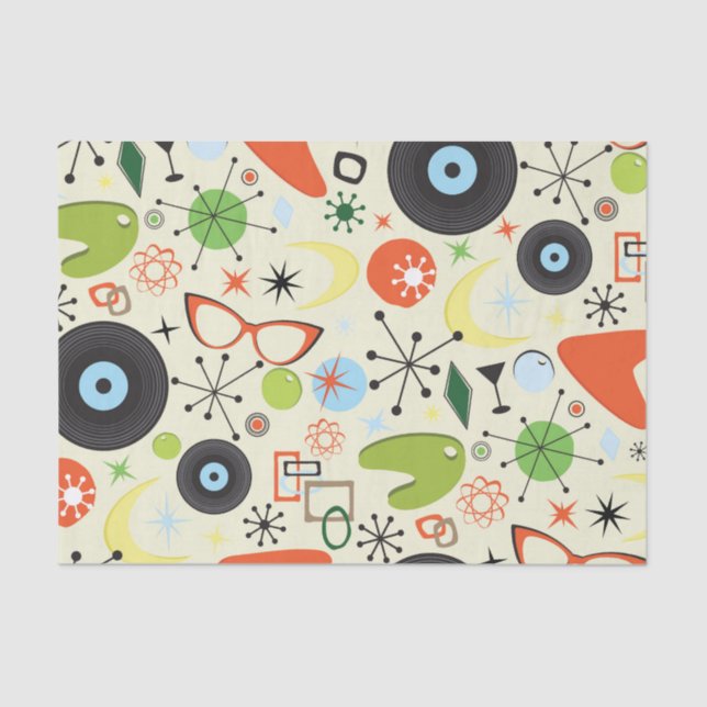 Papel De Seda Moda Retro de los 50 y 60 Patrones para Fiestas (Anverso)