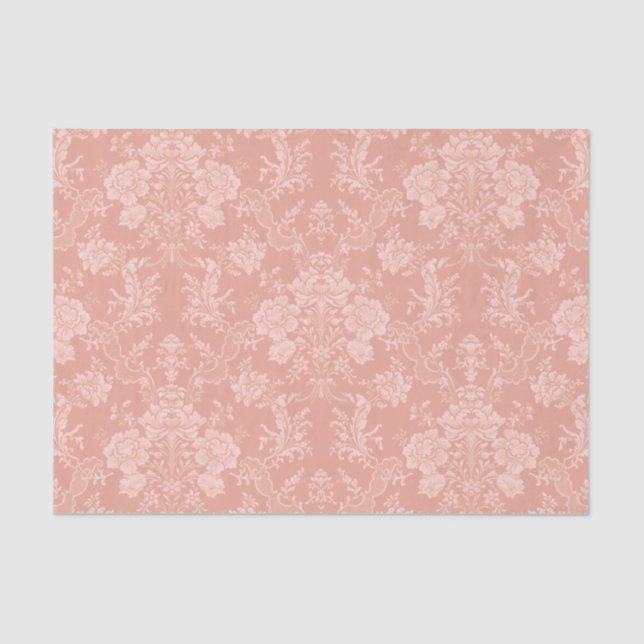 Papel De Seda Moda romántica elegante Damasco floral (Anverso)