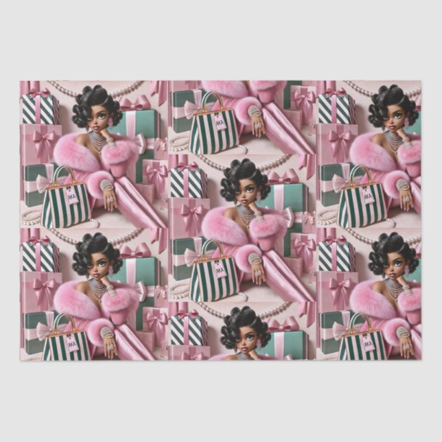 Papel De Seda Moda Rosa Y Verde (Anverso)