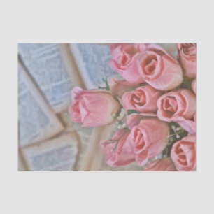 Papel De Seda Moda Roses Rosa País Vintage Rústico