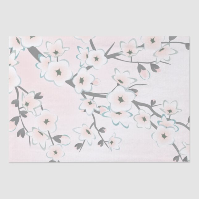 Papel De Seda Moda Rubor Mint Cherry Blossom (Anverso)