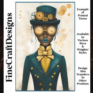 Papel De Seda Moda Steampunk Goggles Oro Femenino P4 Decoupage
