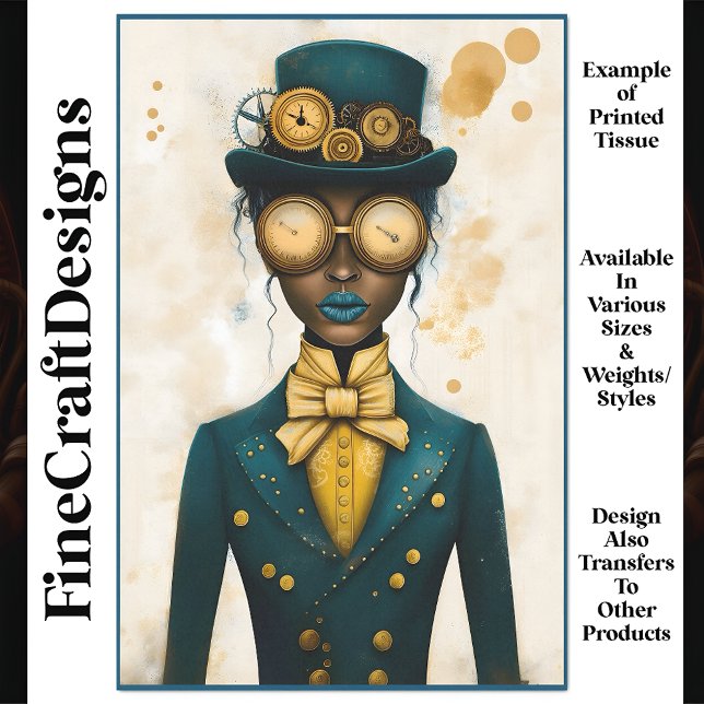 Papel De Seda Moda Steampunk Goggles Oro Femenino P4 Decoupage (Subido por el creador)