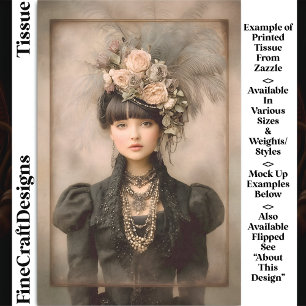 Papel De Seda Moda Victoriana Oscura, Decoupage de Plumas DX8R