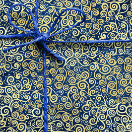 Papel De Seda Moda Vintage Gold Swirls Patrón Marina de Lujo Azu