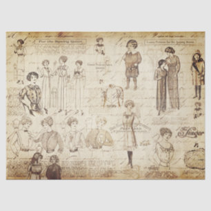 Papel De Seda Moda Vintage Lady Chica Moda Beige Decoupage