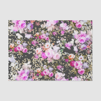Papel De Seda Moda vintage negro rosa floral confetti