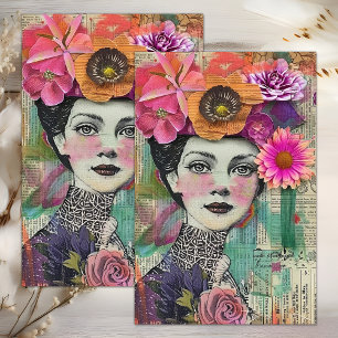 PAPEL DE SEDA MODA VINTAGE SEÑORA MEDIOS MIXTOS DECOUPAGE