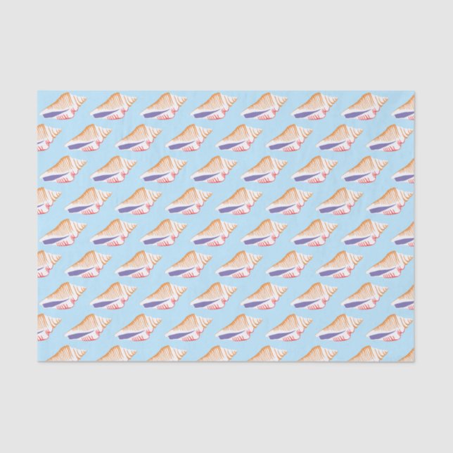 Papel De Seda Modalidad marina simple Patrón oceánico azul blanc (Anverso)
