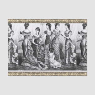 Papel De Seda Modas Victorianas en Blanco Y Negro