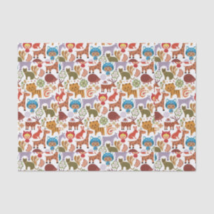 Papel De Seda Modelo abstracto del niño y de los animales