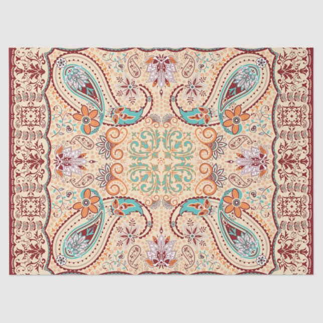 Papel De Seda Modelo abstracto retro de moda enrrollado de Boho (Anverso)