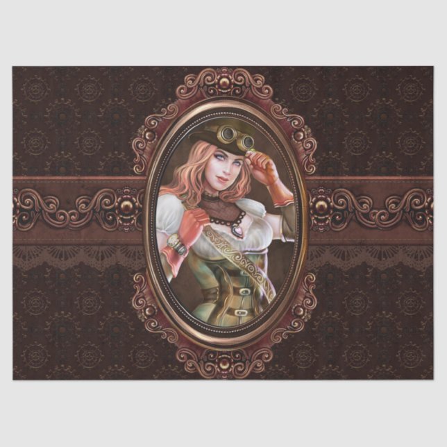 Papel De Seda Modelo abstracto retro moderno de los engranajes (Anverso)