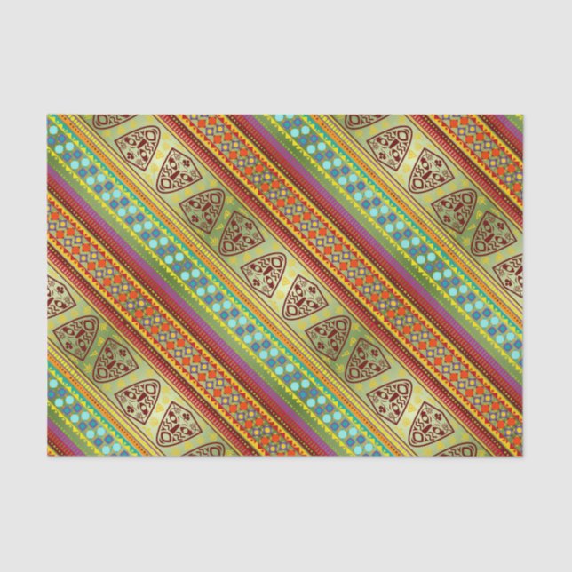 Papel De Seda Modelo africano colorido de Kente de la raya de (Anverso)