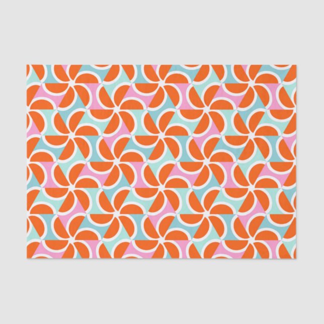 Papel De Seda Modelo anaranjado retro de la cuña (Anverso)